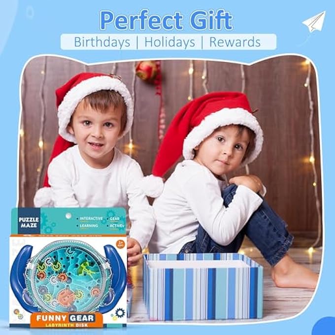 BRAIN TEASERS PUZZLES GAMES FOR KIDS, 3D GRAVITY MAZE BALL FOR KIDS 3-8, LABYRINTH GAME MIND PUZZLE WITH GEAR CONTROL, CHALLENGES FINE MOTOR SKILLS, PUZZLE TOYS GIFTS FOR KIDS TEENS, HARD GAMES - Image 2